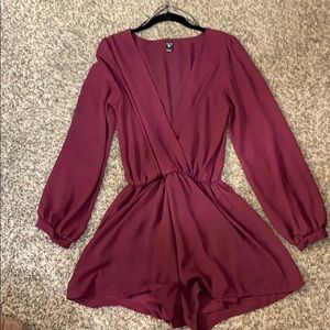 Long sleeved burgundy romper